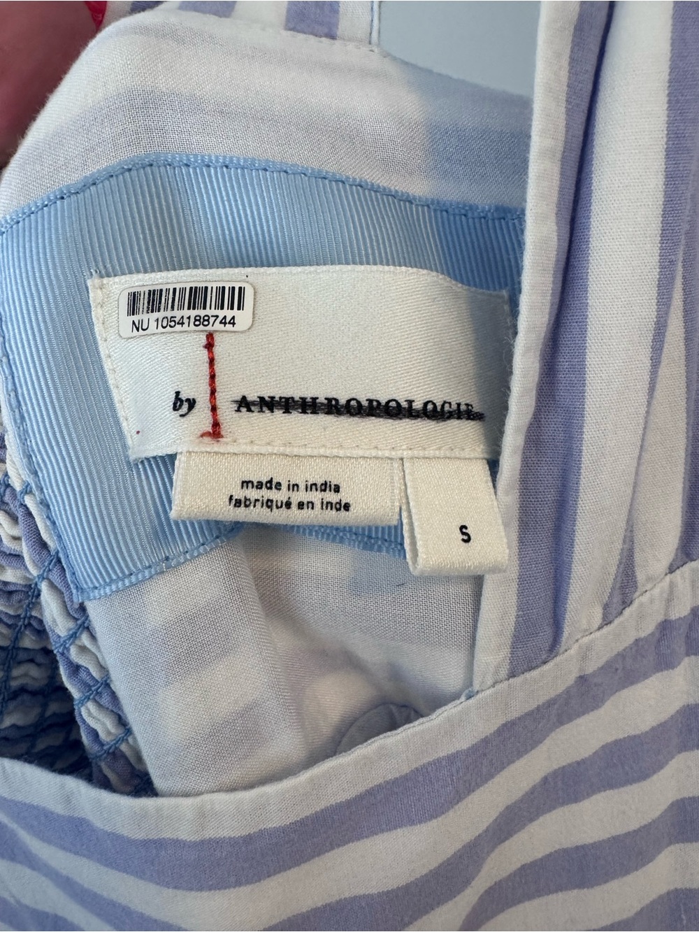 Anthropologie Blue and White Striped Sleeveless Tiered Midi Dress - Picture 5 of 5